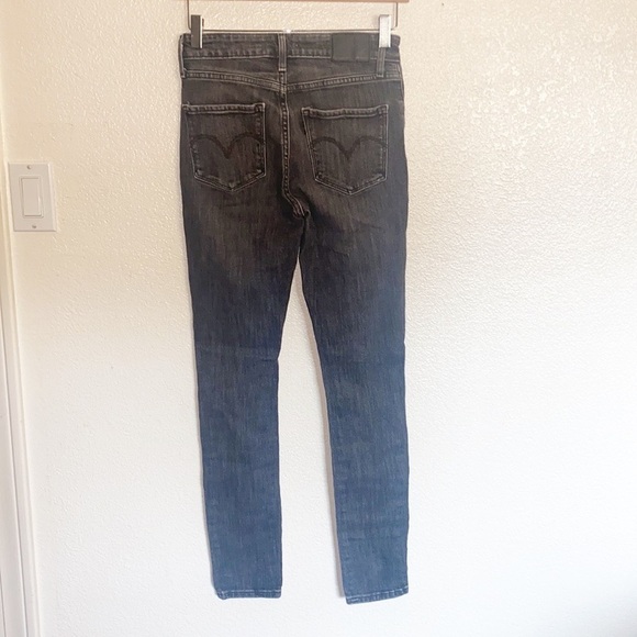 Levi's 721 High Rise Black Gray Majorly Distressed Skinny Jeans - Picture 5 of 14